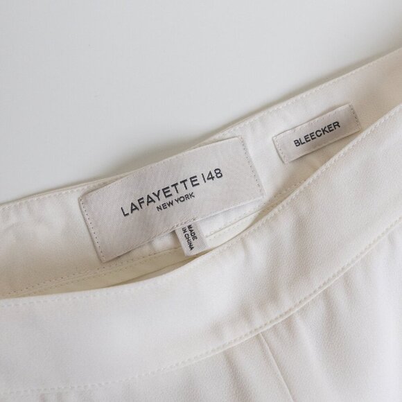 Lafayette 148 New York Bleecker Pant Straigth Office Trouser Ecru / Cloud White - Picture 5 of 14
